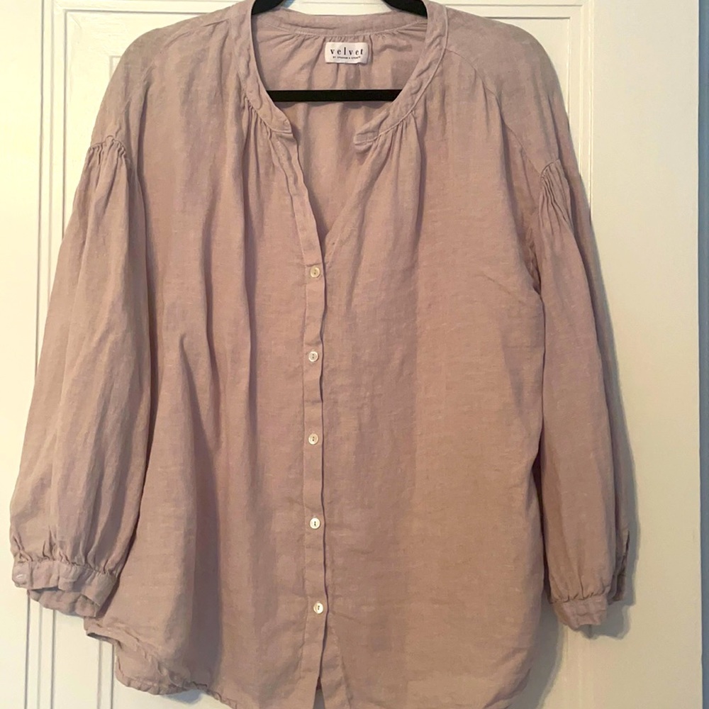 Velvet brand Linen Peasant Top.